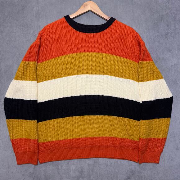 Magnolia Place Acrylic Striped Candy Corn Pattern Sweater Size Medium - Picture 1 of 6
